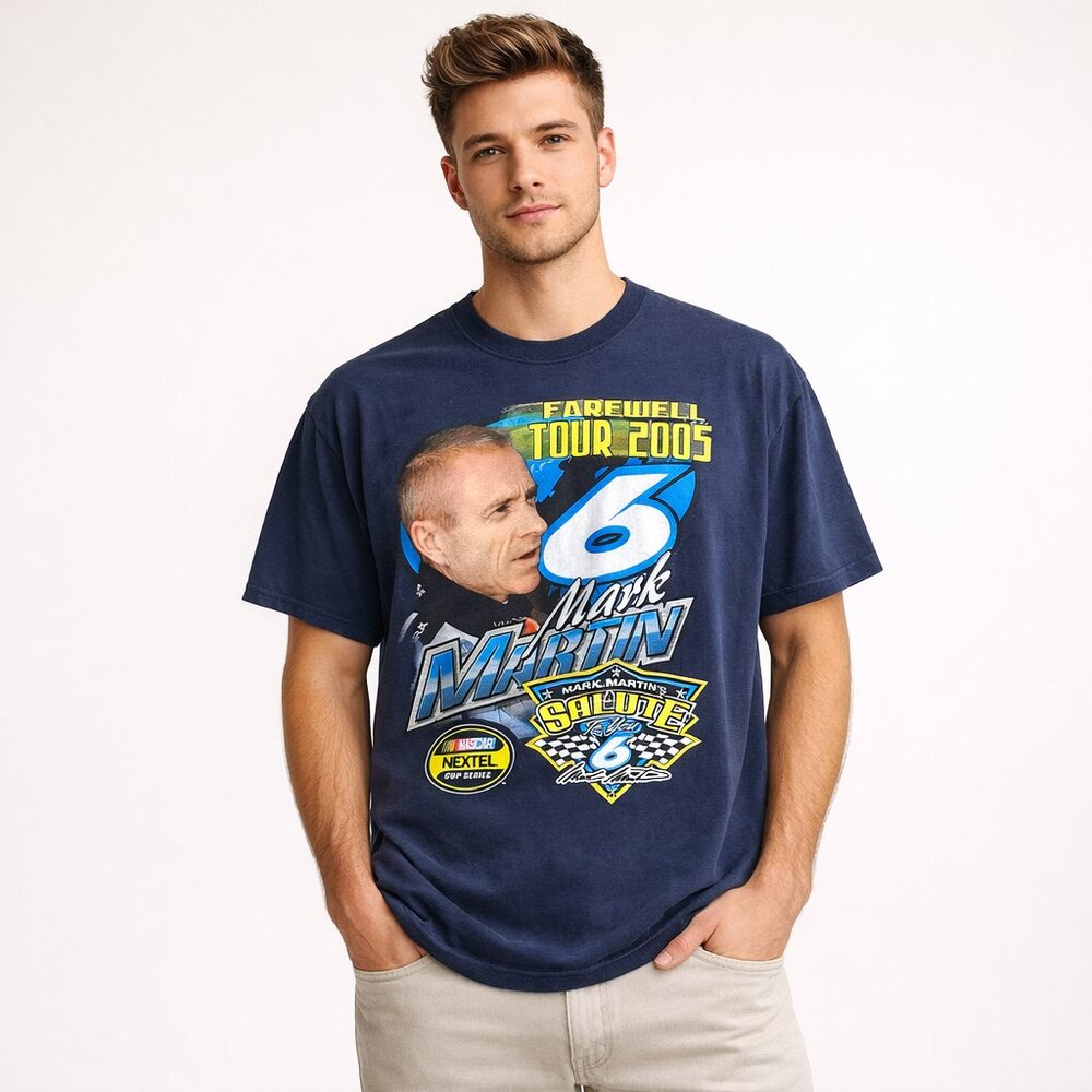NASCAR Mark Martin 2005 Farewell Tour Tee XL Vintage Double Sided Graphic Shirt